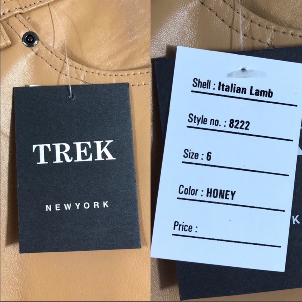 NWT Trek NY Tan Italian Lamb Genuine Leather Pants Jeans Classic 5-Pockets Sz 6 - Picture 4 of 10